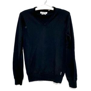 Ben Sherman Black 100% Merino Wool V Neck Sweater Size Small